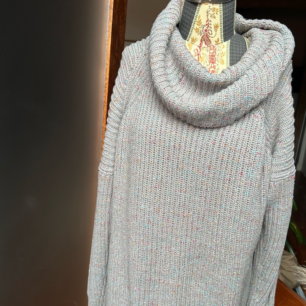 FP Movement by Free People Speckled Gray Cowl Neck Sweater - Picture 4 of 4